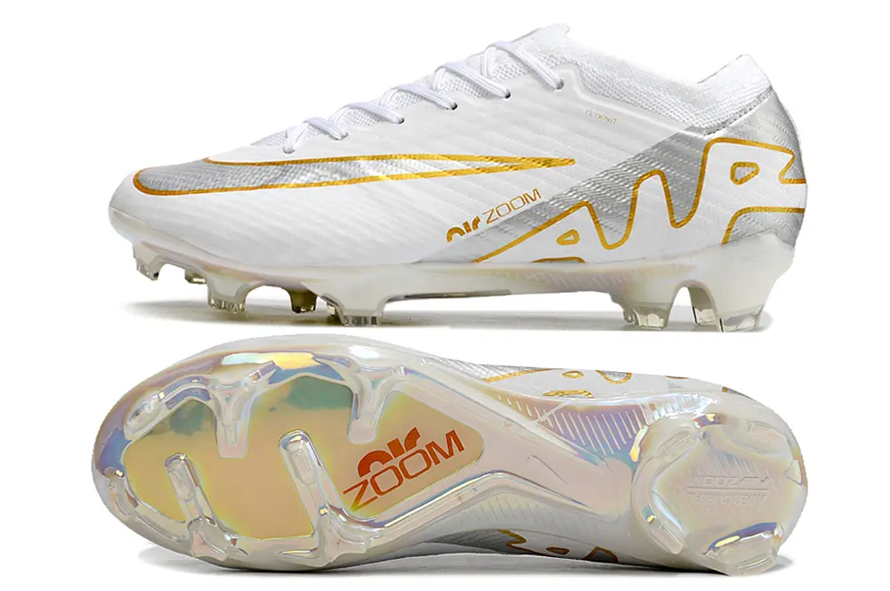 Nike Air Zoom Mercurial Vapor 15 Elite FG - White/Metallic Gold/Iridescent Silver