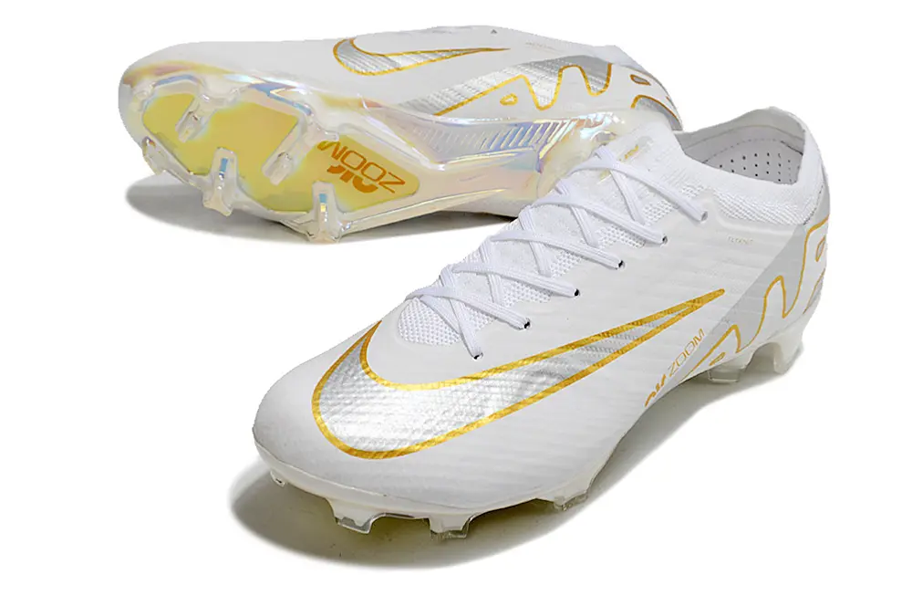 Nike Air Zoom Mercurial Vapor 15 Elite FG - White/Metallic Gold/Iridescent Silver