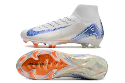 Nike Air Zoom Mercurial Superfly 10 Elite FG - White/Blue Glitter/Orange Accent