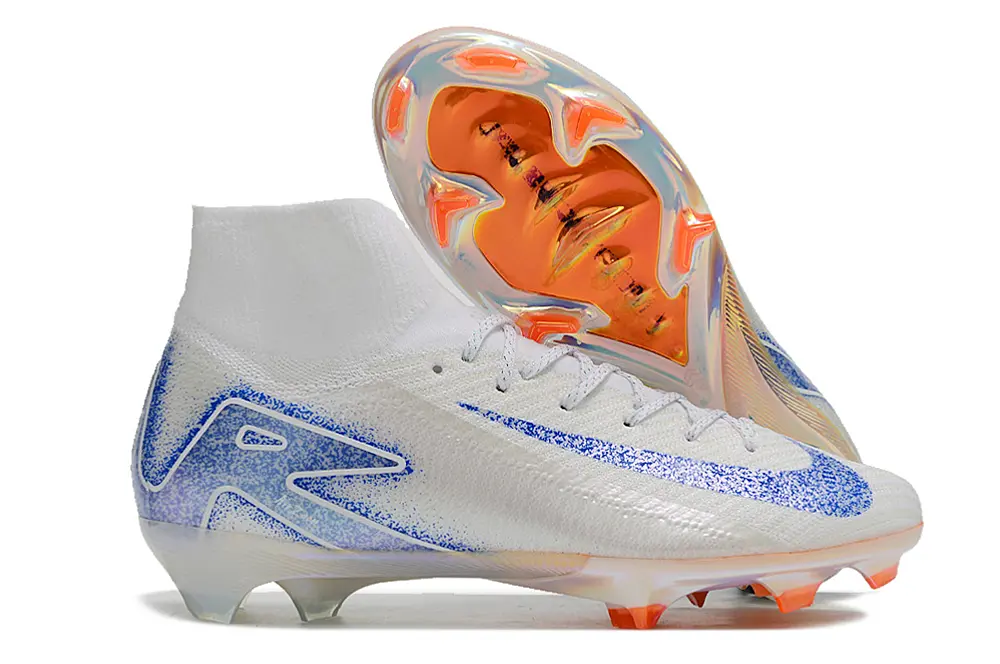 Nike Air Zoom Mercurial Superfly 10 Elite FG - White/Blue Glitter/Orange Accent