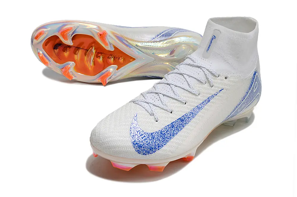 Nike Air Zoom Mercurial Superfly 10 Elite FG - White/Blue Glitter/Orange Accent