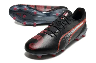 Puma King Ultimate AG Artificial Ground Soccer Cleats - Black/Crimson Red/Steel Grey