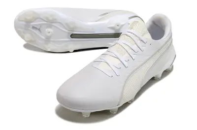 Puma King Ultimate AG Artificial Ground Soccer Cleats - White/Snow White/Canvas White