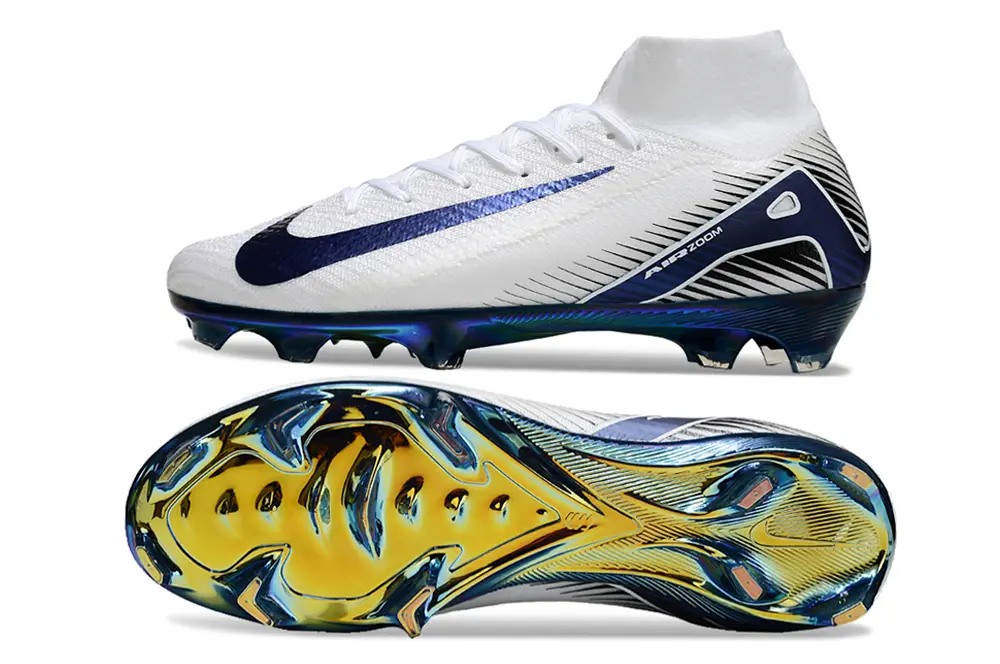 Nike Air Zoom Mercurial Superfly 10 Elite FG - White/Navy Blue/Yellow