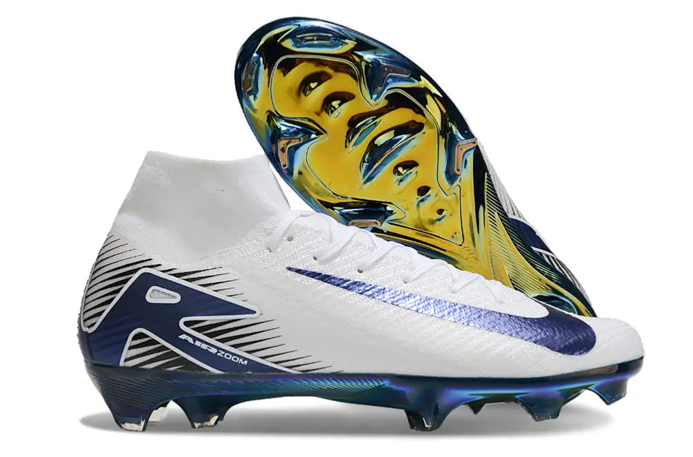 Nike Air Zoom Mercurial Superfly 10 Elite FG - White/Navy Blue/Yellow