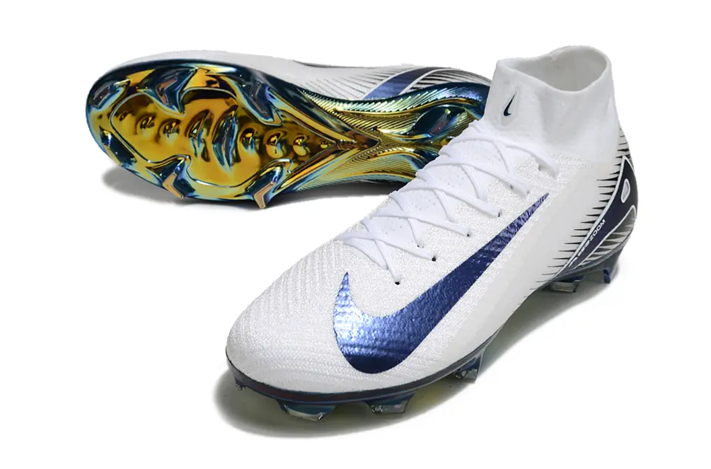 Nike Air Zoom Mercurial Superfly 10 Elite FG - White/Navy Blue/Yellow