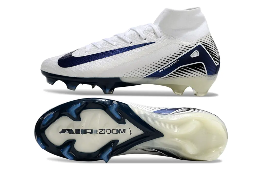 Nike Air Zoom Mercurial Superfly 10 Elite FG - White/Navy Blue/Solar Yellow