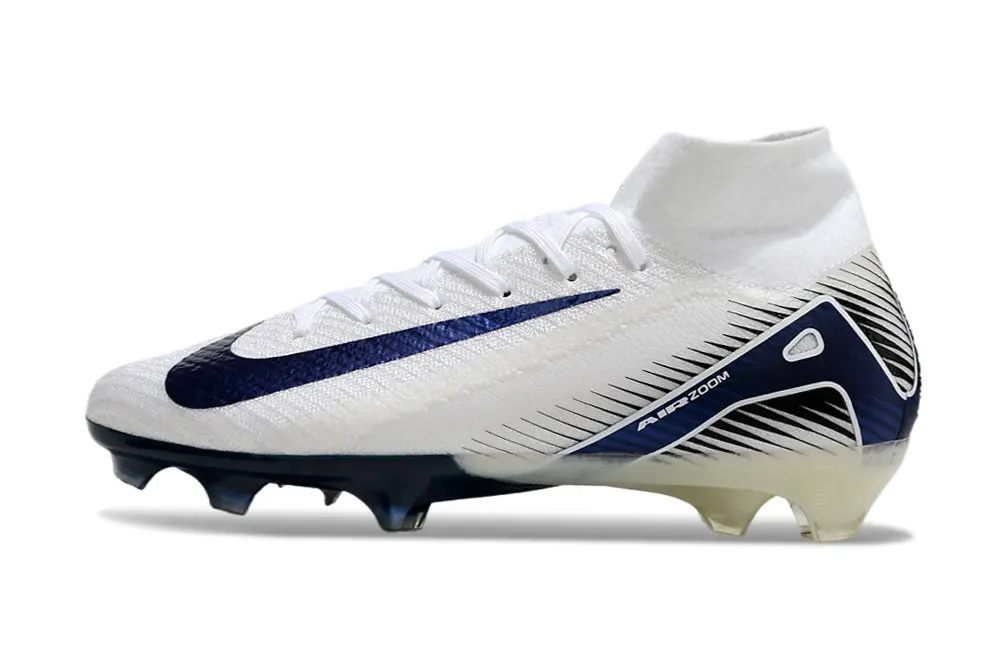 Nike Air Zoom Mercurial Superfly 10 Elite FG - White/Navy Blue/Solar Yellow