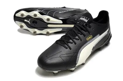 AOF x Puma King Ultimate AG Artificial Ground Soccer Cleats - Black/Ivory White/Gold Accent