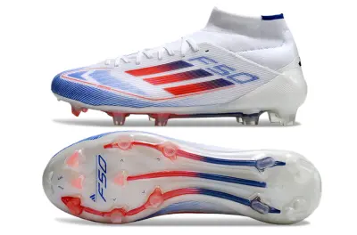 Adidas F50 Elite Mid FG - White/Blue Flame/Crimson Burst