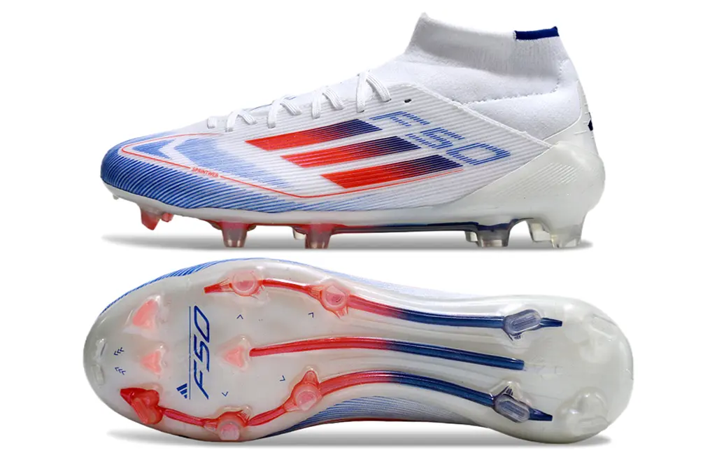 Adidas F50 Elite Mid FG - White/Blue Flame/Crimson Burst