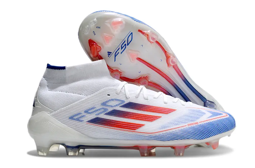 Adidas F50 Elite Mid FG - White/Blue Flame/Crimson Burst
