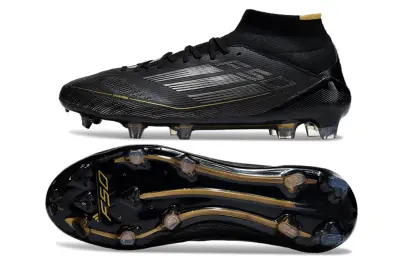 Adidas F50 Elite Mid FG - Black/Gold Accent/Deep Black
