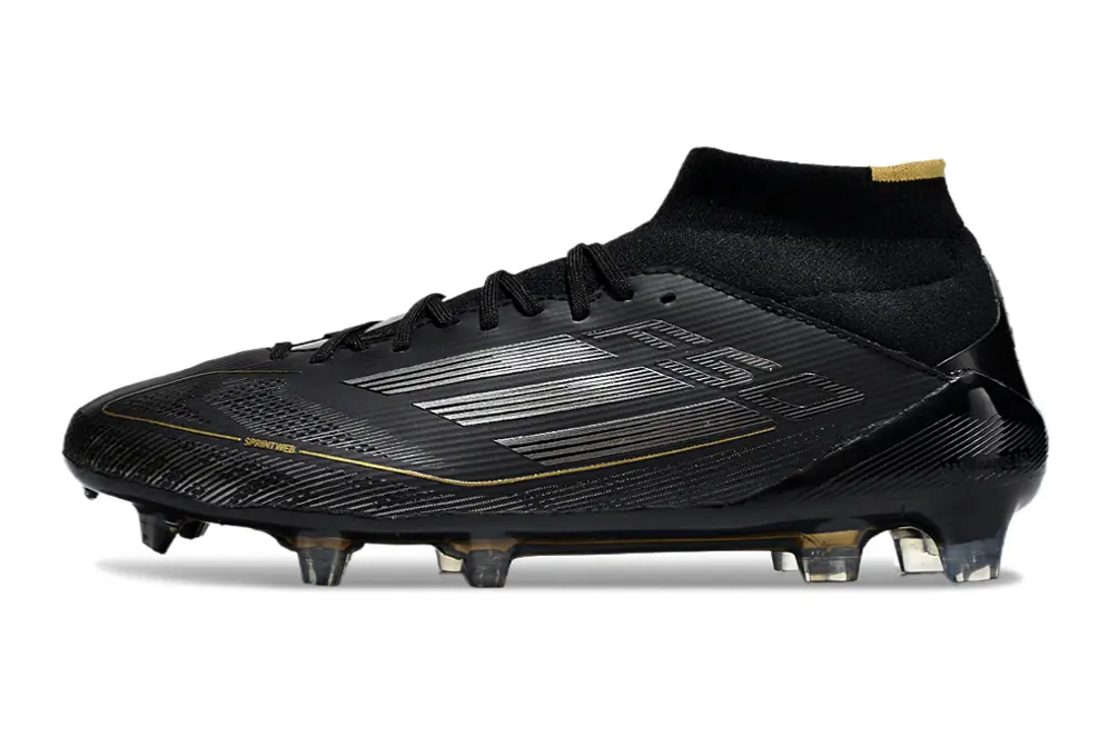Adidas F50 Elite Mid FG - Black/Gold Accent/Deep Black