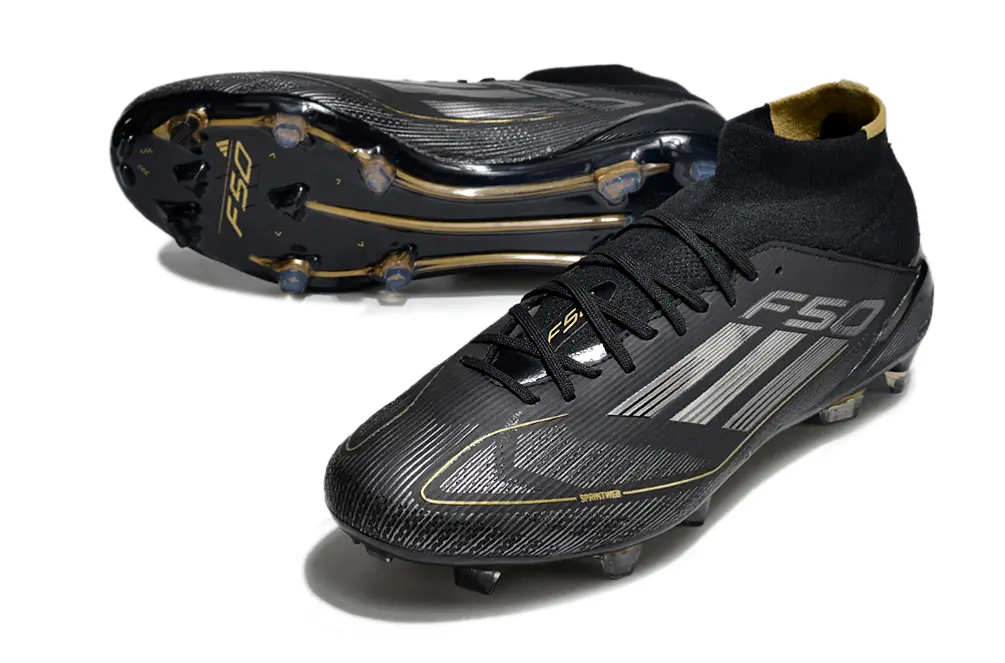 Adidas F50 Elite Mid FG - Black/Gold Accent/Deep Black