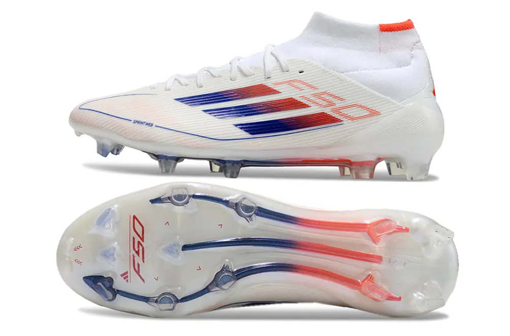 Adidas F50 Elite Mid FG - White/Electric Blue/Fiery Red