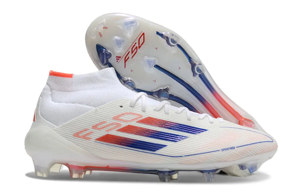 Adidas F50 Elite Mid FG - White/Electric Blue/Fiery Red