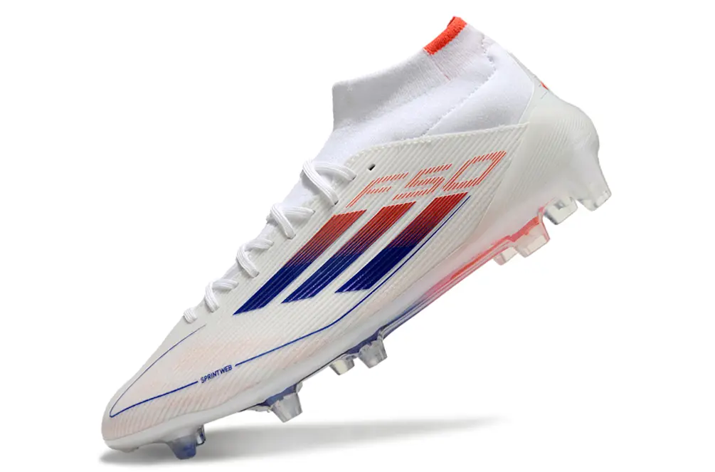 Adidas F50 Elite Mid FG - White/Electric Blue/Fiery Red