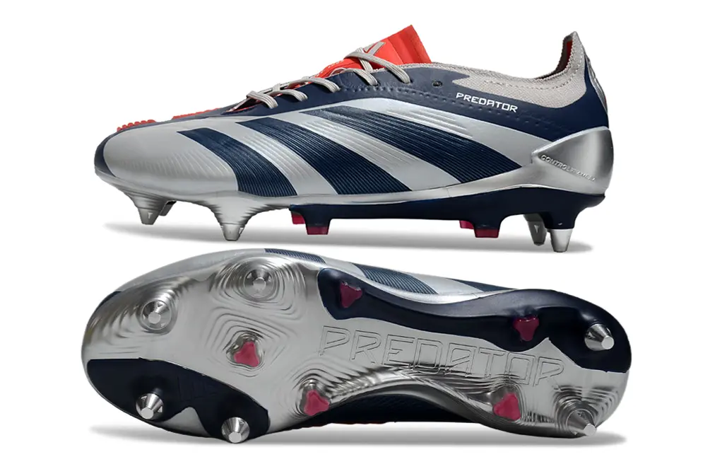Adidas Predator 24 Elite SG - Navy/Metallic Silver/Crimson Red