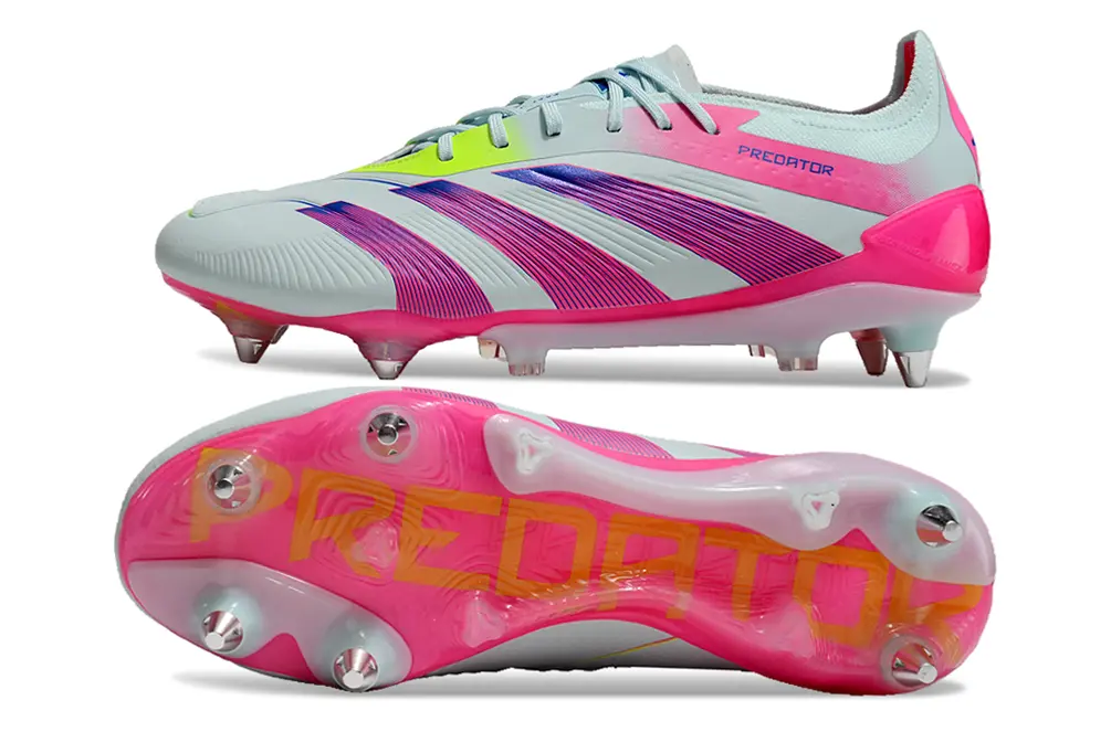 Adidas Predator 24 Elite SG - Gray/Neon Yellow/Hot Pink