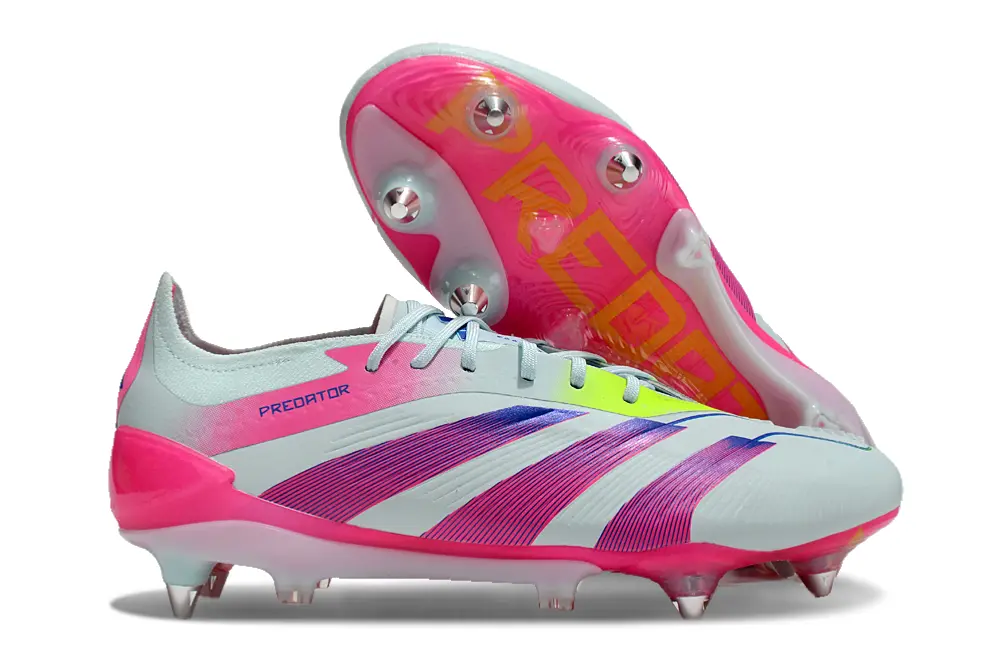 Adidas Predator 24 Elite SG - Gray/Neon Yellow/Hot Pink