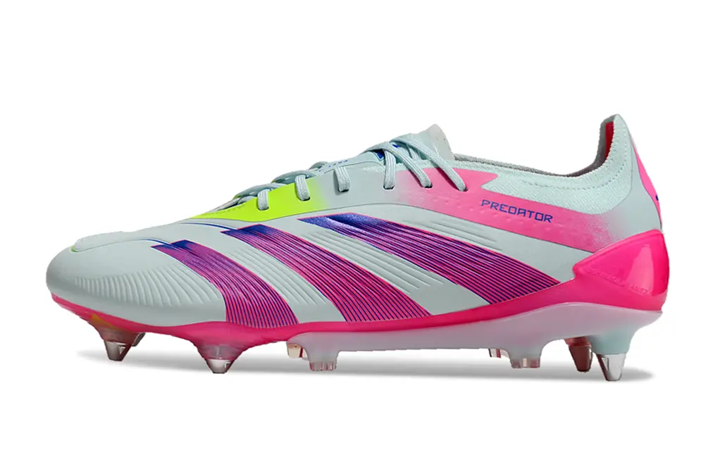 Adidas Predator 24 Elite SG - Gray/Neon Yellow/Hot Pink