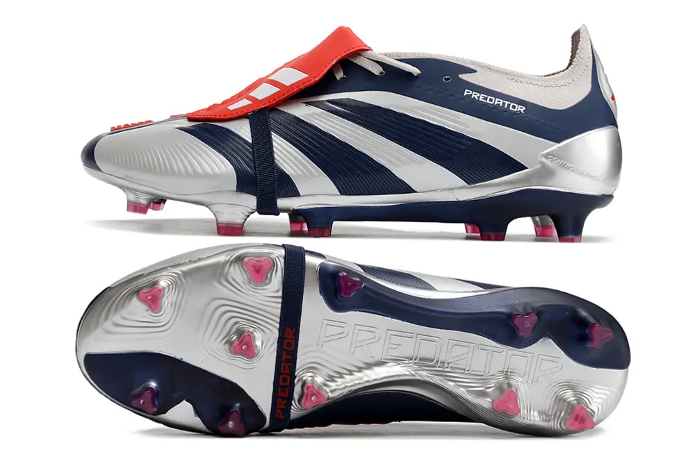 Adidas Predator Elite Foldover Tongue FG - Silver/Navy Blue/Red