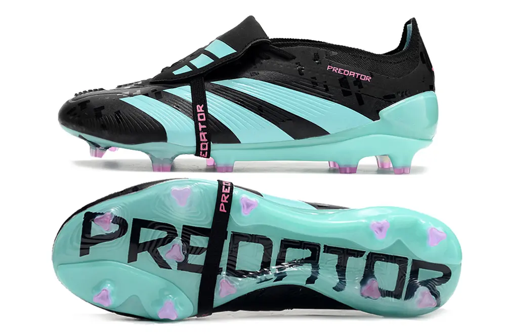 Adidas Predator Elite Foldover Tongue FG - Black/Aqua Blue/Neon Pink