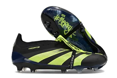 Merky FC x Adidas Predator Elite Foldover Tongue FG - Black/Electric Green/Navy Blue
