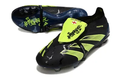 Merky FC x Adidas Predator Elite Foldover Tongue FG - Black/Electric Green/Navy Blue