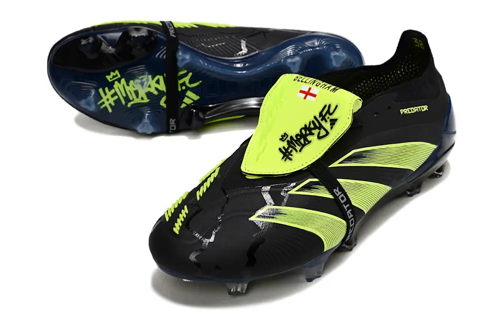 Merky FC x Adidas Predator Elite Foldover Tongue FG - Black/Electric Green/Navy Blue