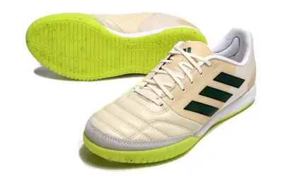 Adidas Top Sala Competition IC Futsal Indoor Soccer Shoes - Beige/Forest Green/Volt Yellow