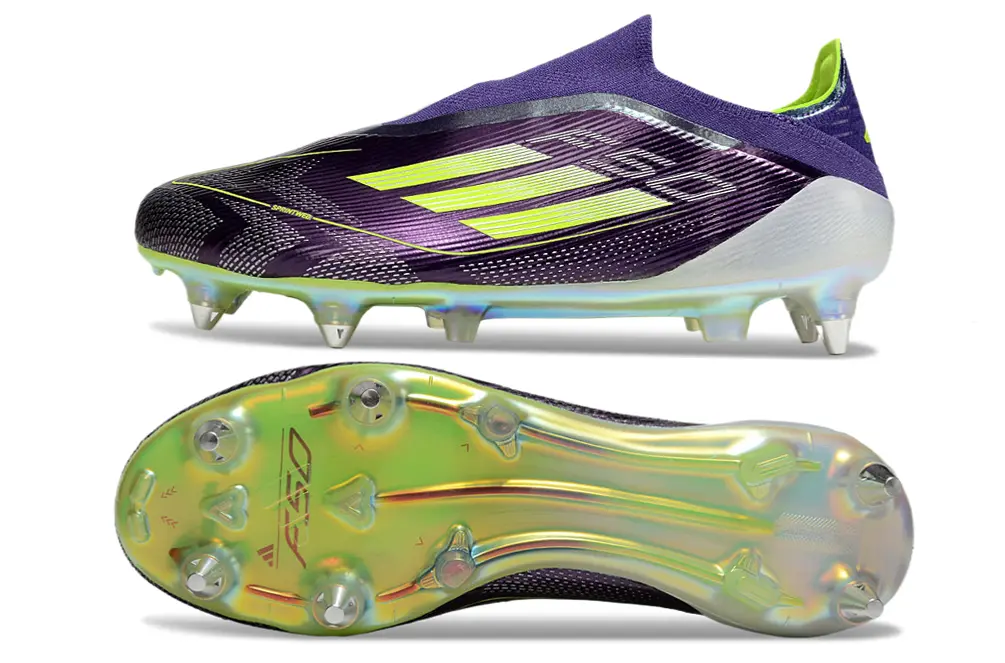 Adidas F50 Elite Laceless SG - Purple/Lime Green/Metallic Silver