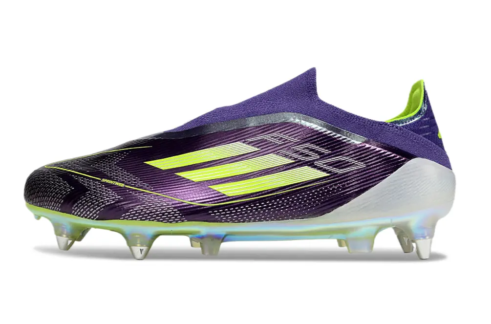 Adidas F50 Elite Laceless SG - Purple/Lime Green/Metallic Silver