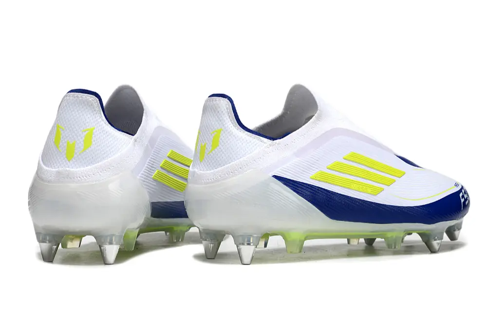 Messi x Adidas F50 Elite Laceless SG - White/Navy Blue/Vibrant Yellow