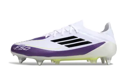 Messi x Adidas F50 Elite SG - White/Vibrant Purple/Neon Yellow