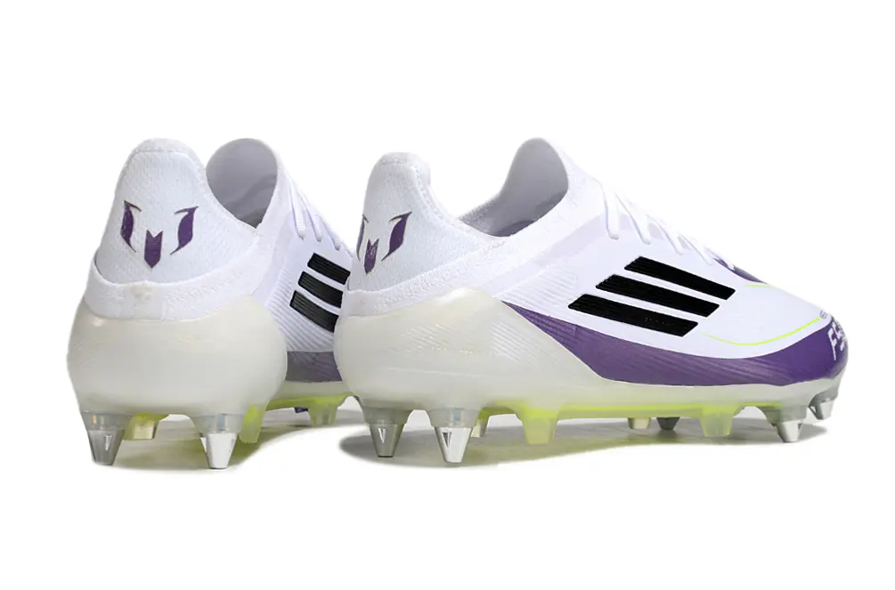 Messi x Adidas F50 Elite SG - White/Vibrant Purple/Neon Yellow