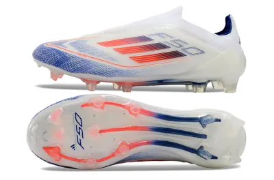 Adidas F50 Elite Laceless FG - White/Electric Blue/Fiery Orange