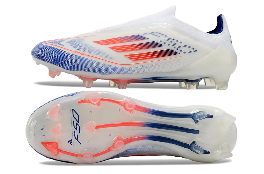 Adidas F50 Elite Laceless FG - White/Electric Blue/Fiery Orange