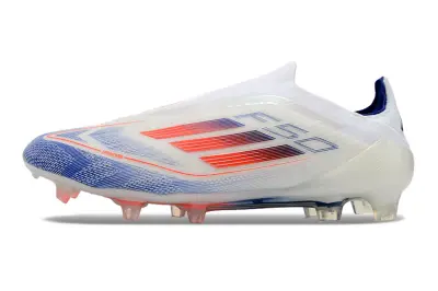 Adidas F50 Elite Laceless FG - White/Electric Blue/Fiery Orange