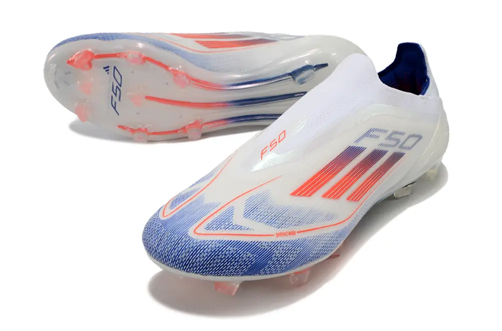 Adidas F50 Elite Laceless FG - White/Electric Blue/Fiery Orange