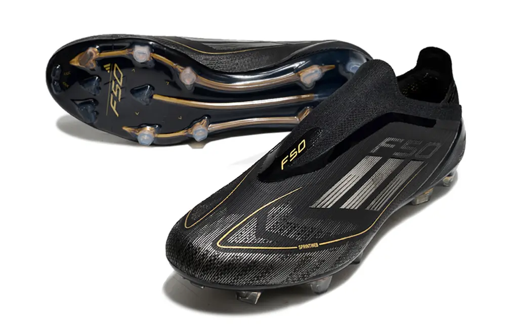 Adidas F50 Elite Laceless FG - Black/Metallic Gold/Transparent