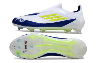 Messi x Adidas F50 Elite Laceless FG - Blue/White/Neon Yellow
