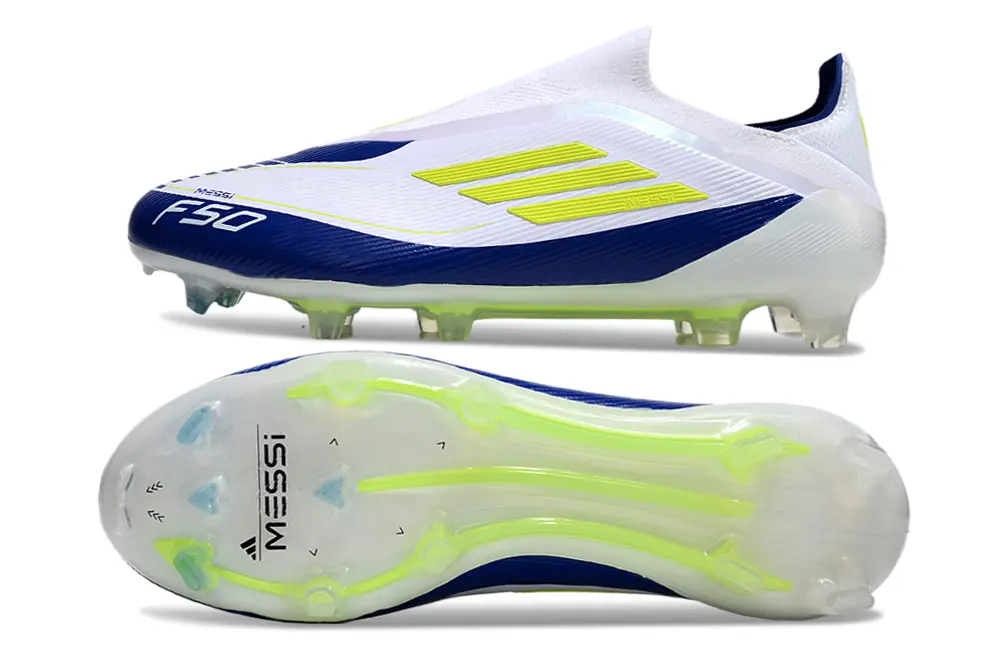 Messi x Adidas F50 Elite Laceless FG - Blue/White/Neon Yellow