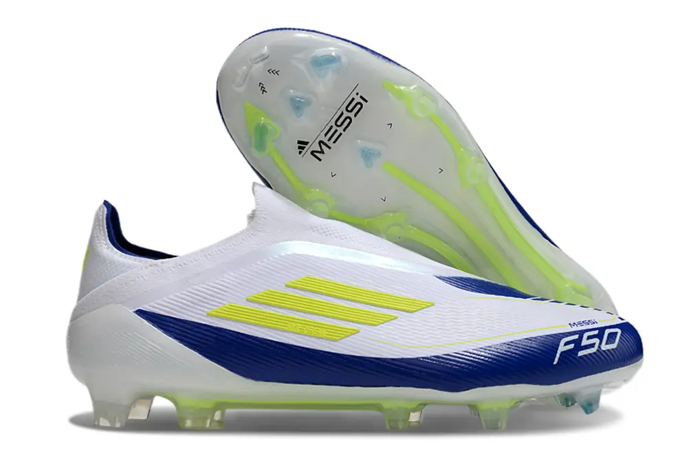 Messi x Adidas F50 Elite Laceless FG - Blue/White/Neon Yellow