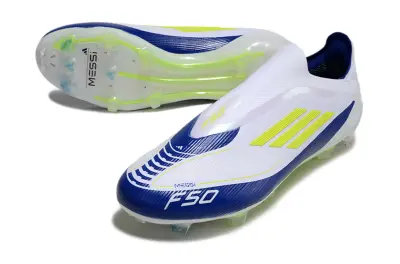 Messi x Adidas F50 Elite Laceless FG - Blue/White/Neon Yellow