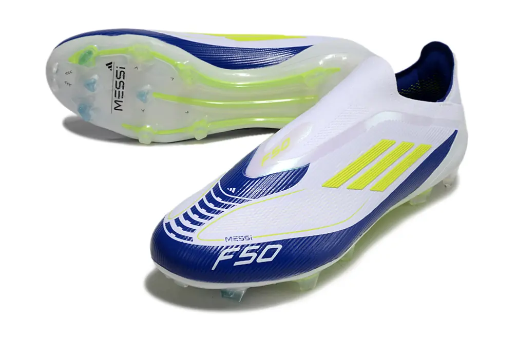Messi x Adidas F50 Elite Laceless FG - Blue/White/Neon Yellow