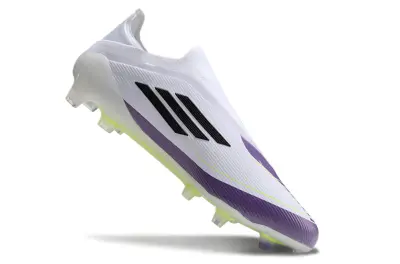 Messi x Adidas F50 Elite Laceless FG - White/Vibrant Purple/Luminous Yellow