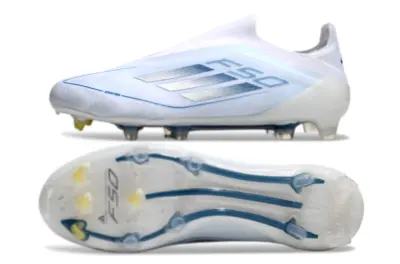 Adidas F50 Elite Laceless FG - White/Sky Blue/Silver