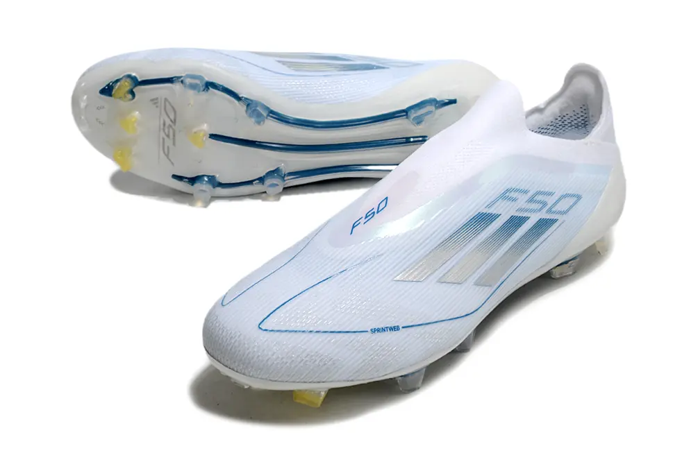 Adidas F50 Elite Laceless FG - White/Sky Blue/Silver